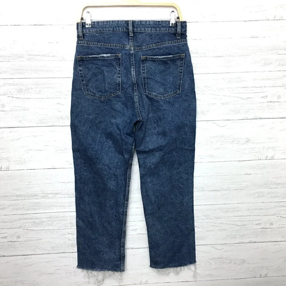 Denim & Co. Women's Jeans Straight Leg Button Fly Cotton Denim Size 8 length 26